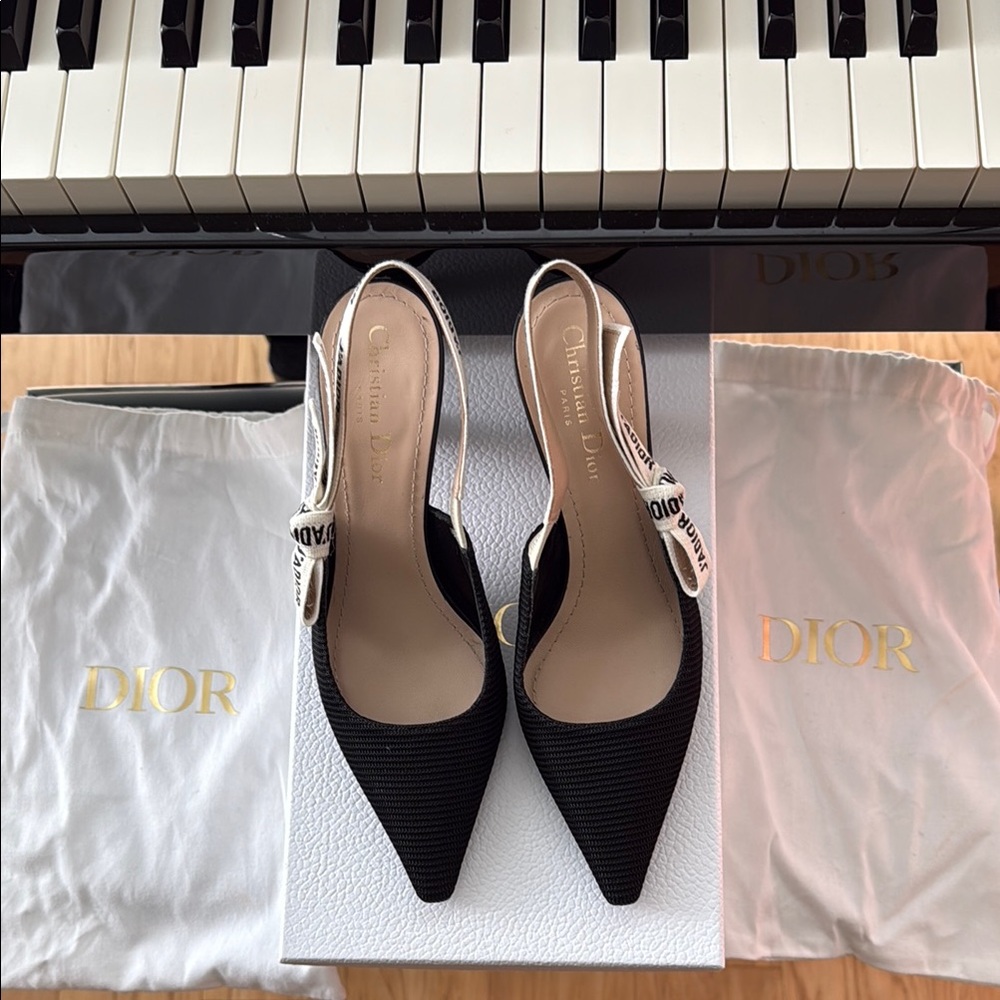 Dior Black Slingback Heels
